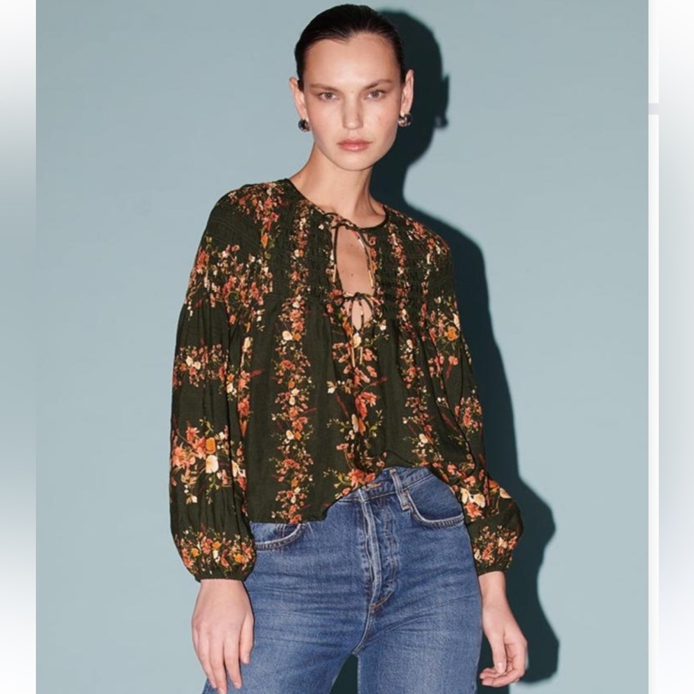 SAYLOR Imogene Floral Tie Neck Blouse